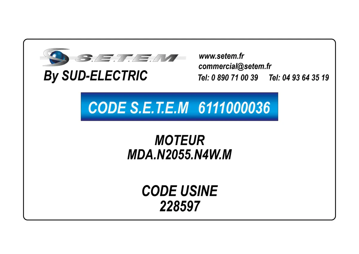 6111000036-MOTEUR SUDELECTRI MDA.N2055.N4W.M *228597*