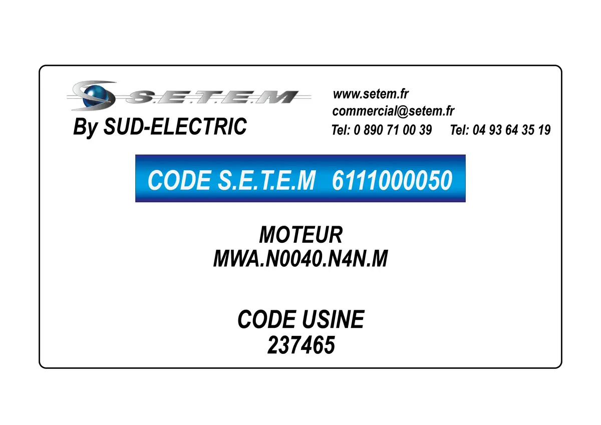6111000050-MOTEUR SUDELECTRI MWA.N0040.N4N.M *237465*