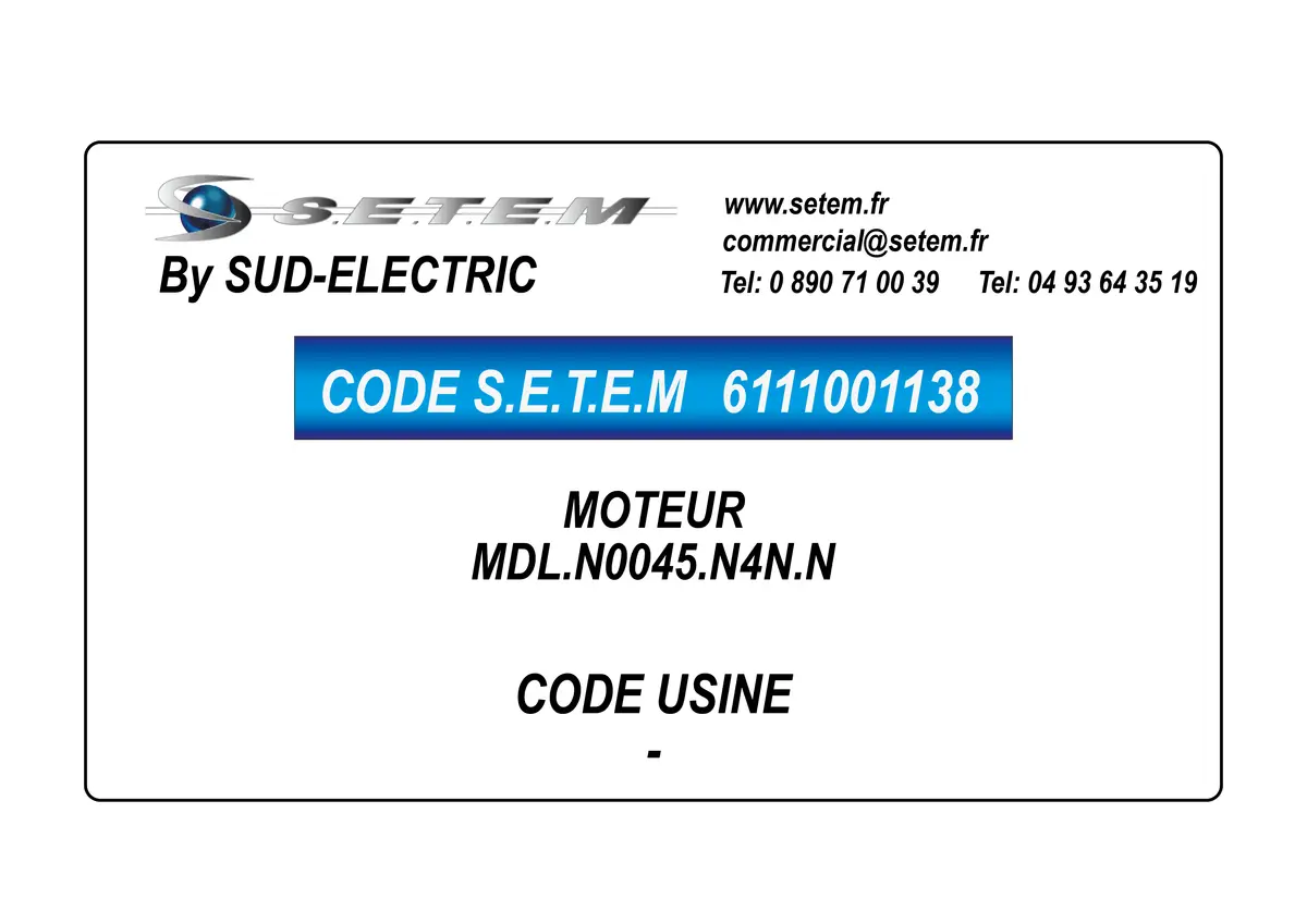 6111001138-MOTEUR SUDELECTRI MDL.N0045.N4N.N