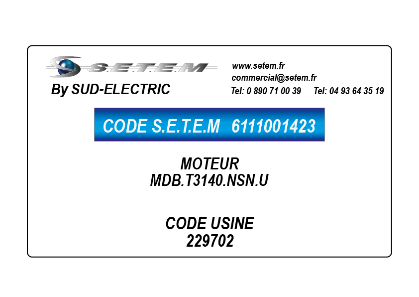 6111001423-MOTEUR SUDELECTRI MDB.T3140.NSN.U *229702*