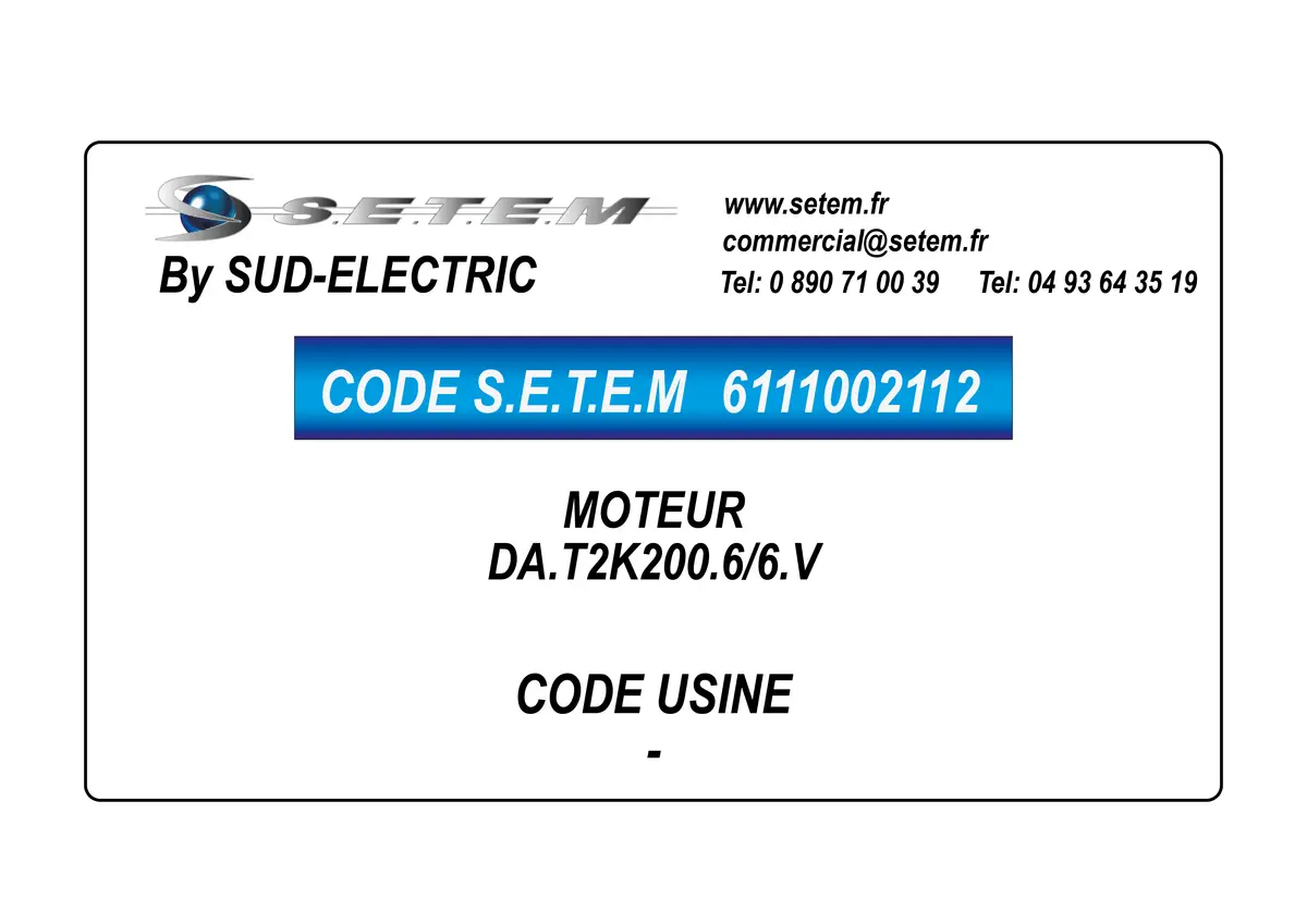 6111002112-MOTEUR SUDELECTRI DA.T2K200.6/6.V