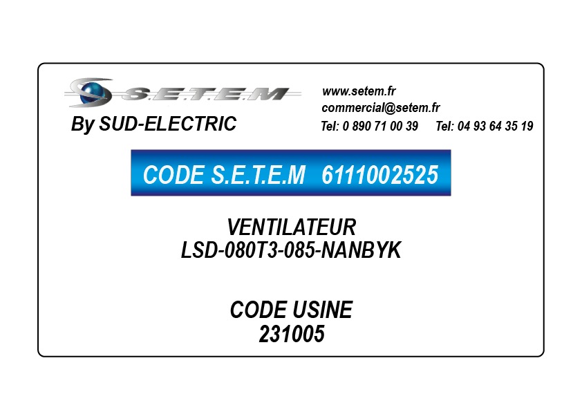 6111002525-VENTILATEUR SUDELECTRI LSD-080T3-085-NANBYK *231005*