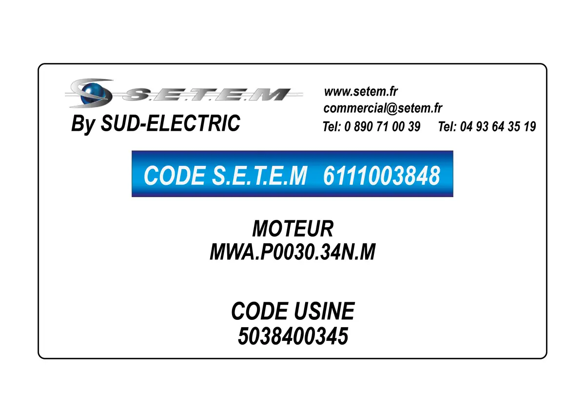 6111003848-MOTEUR SUDELECTRI MWA.P0030.34N.M *5038400345*