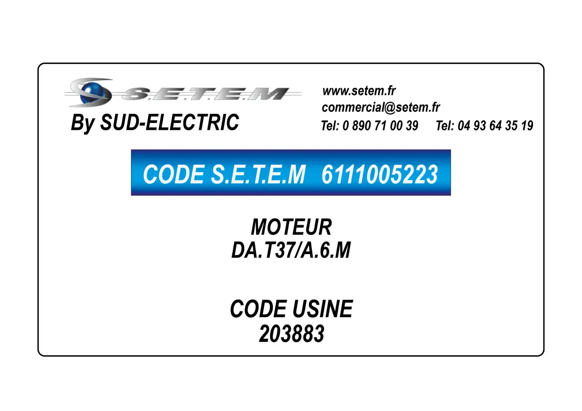 6111005223-MOTEUR SUDELECTRI DA.T37/A.6.M *203883*