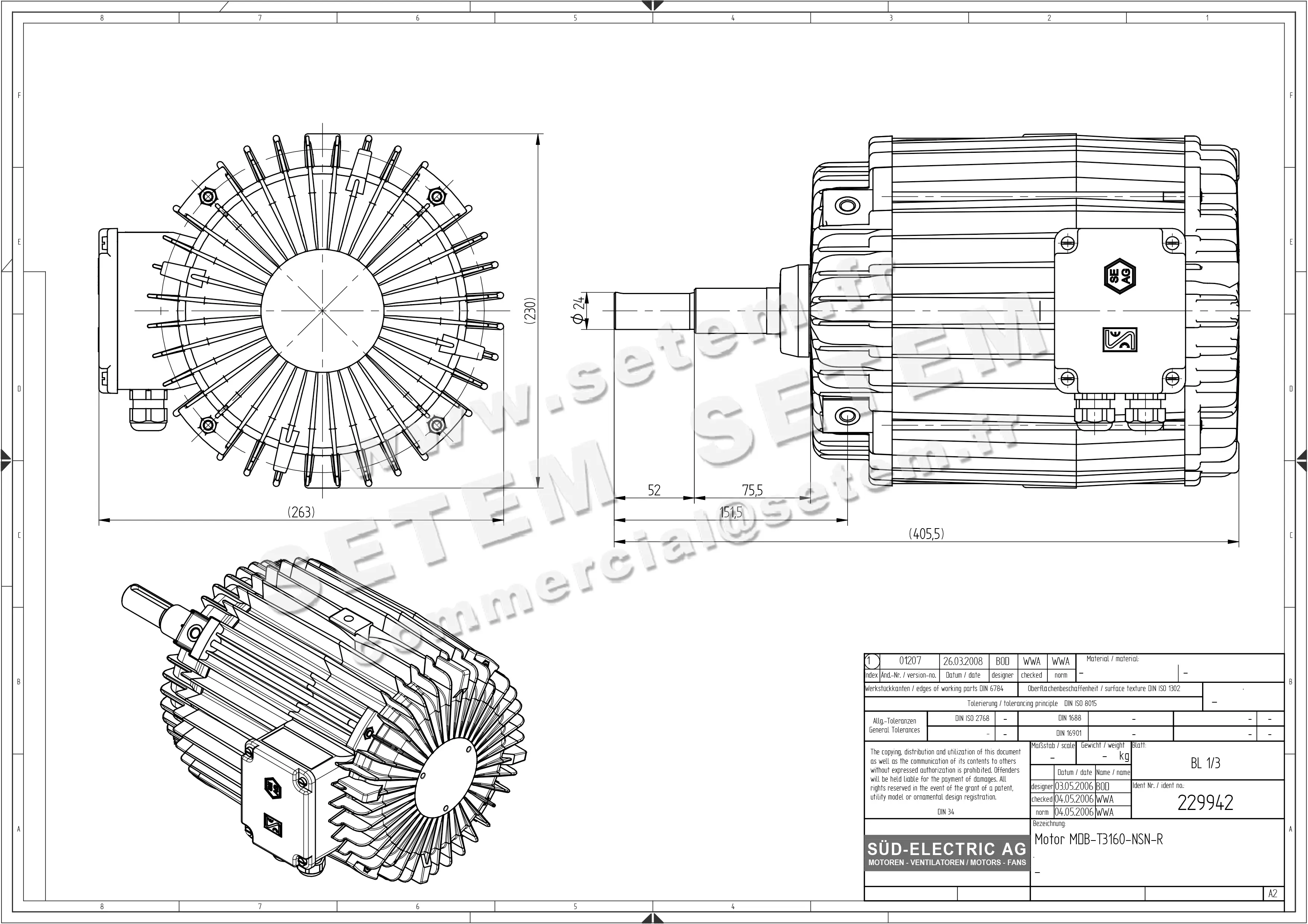 6111009942-MOTEUR SUDELECTRI MDB.T3160.NSN.R *229942*