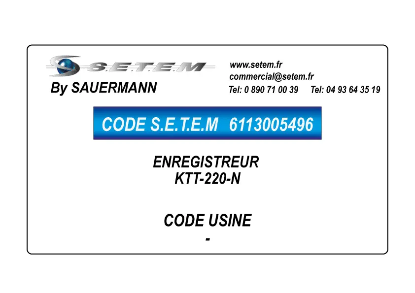 6113005496-ENREGISTREUR KTT-220-N SAUERMANN