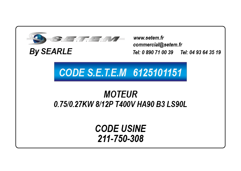 MOTEUR 0.75/0.27KW 8/12P T400V HA90 B3 LS90L *211-750-308* 2