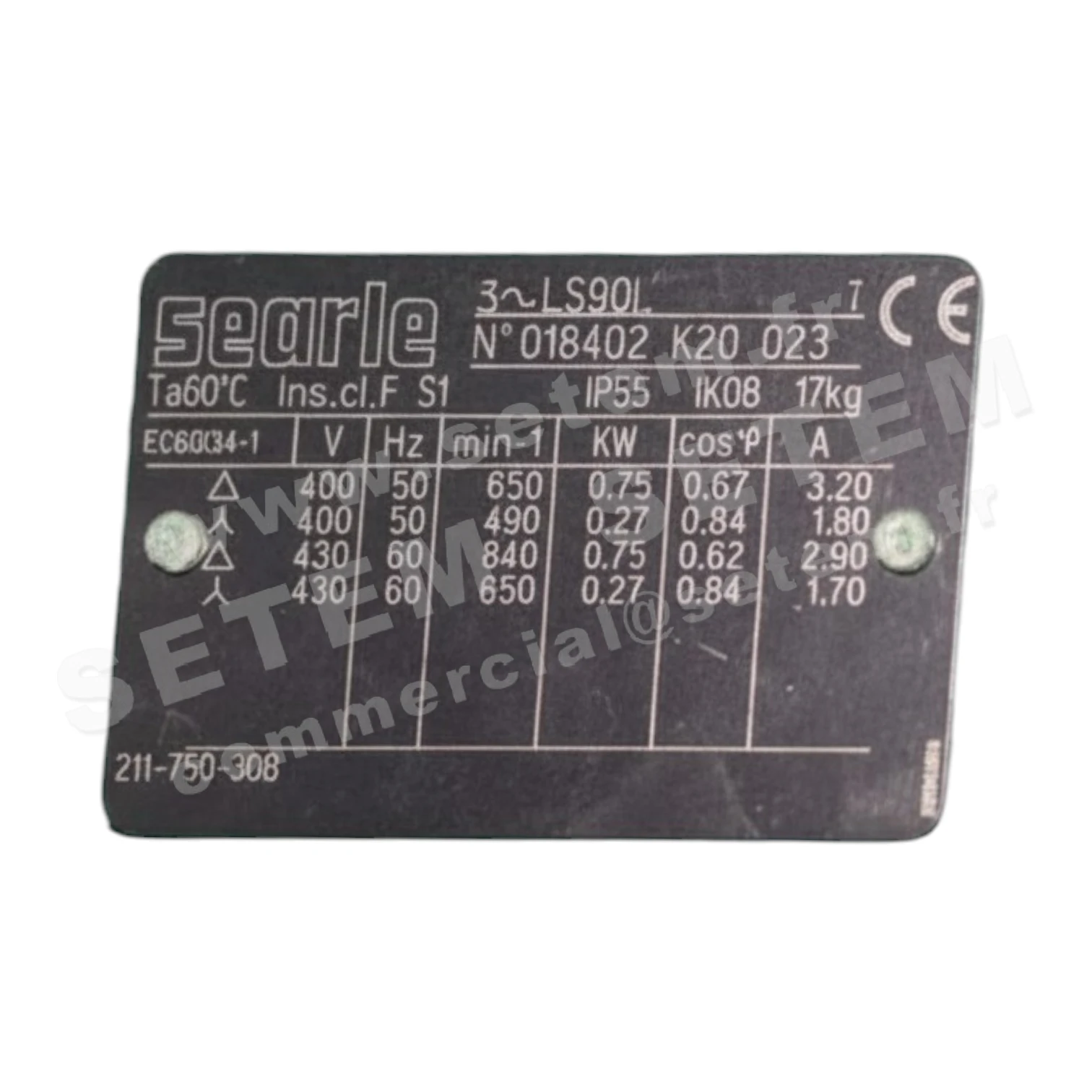 MOTEUR 0.75/0.27KW 8/12P T400V HA90 B3 LS90L *211-750-308*