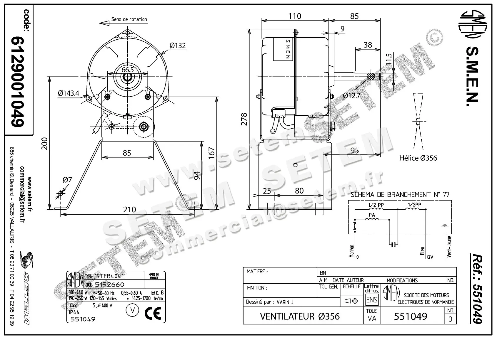 6129001049-KIT SUPPORT SMEN MOTEUR *551049* 2