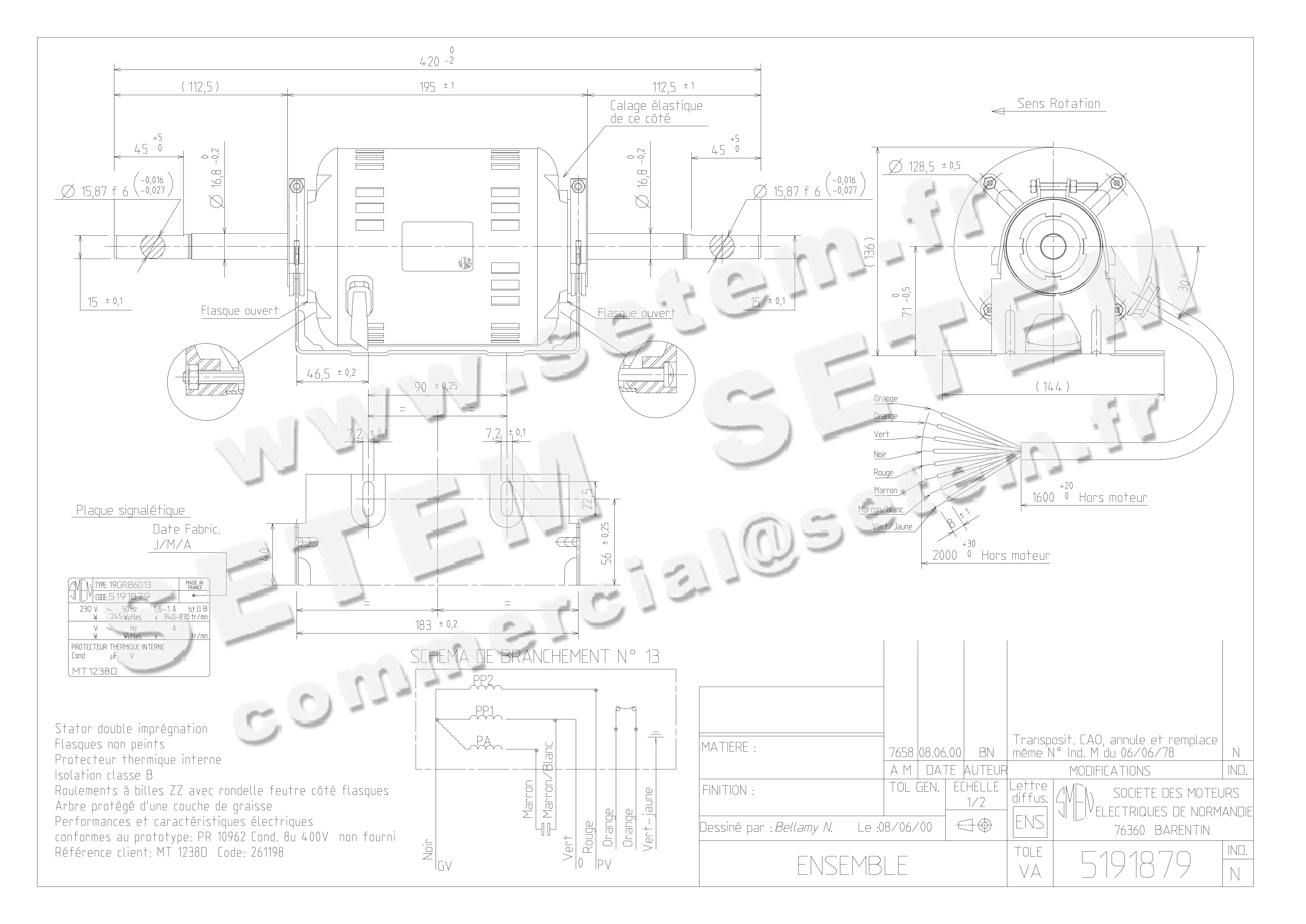 6129001879-MOTEUR SMEN 19GRB6013 "MT1238D" *5191879* 3