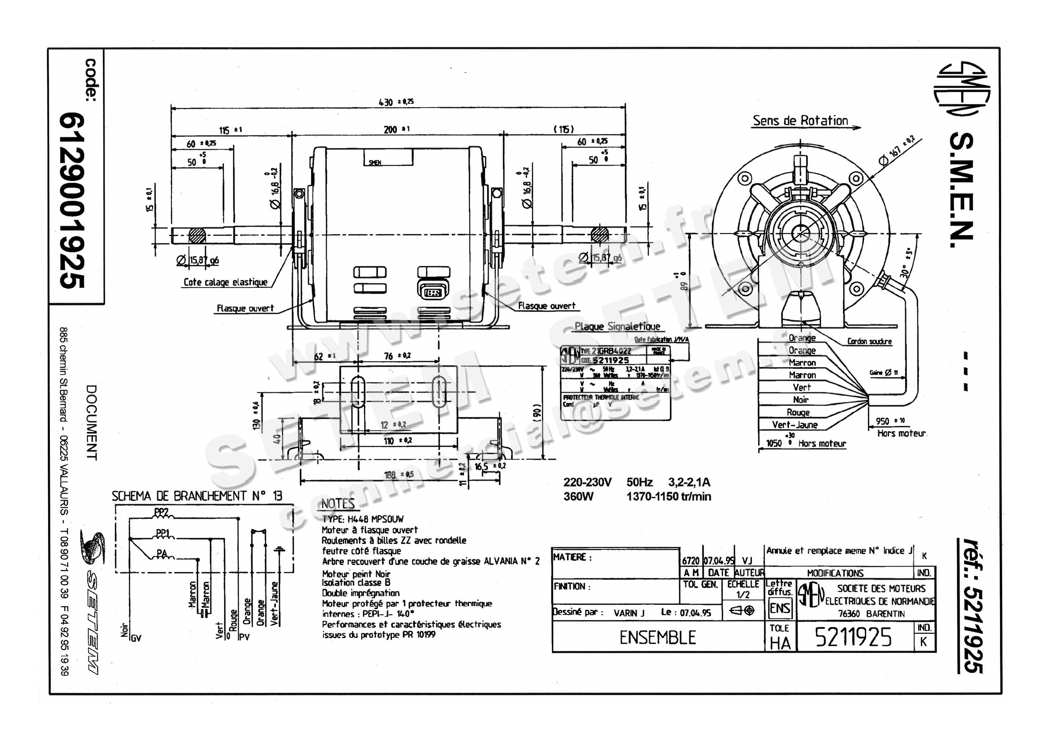 6129001925-MOTEUR SMEN 21GRB4022 "MT1271D" *5211925* 4