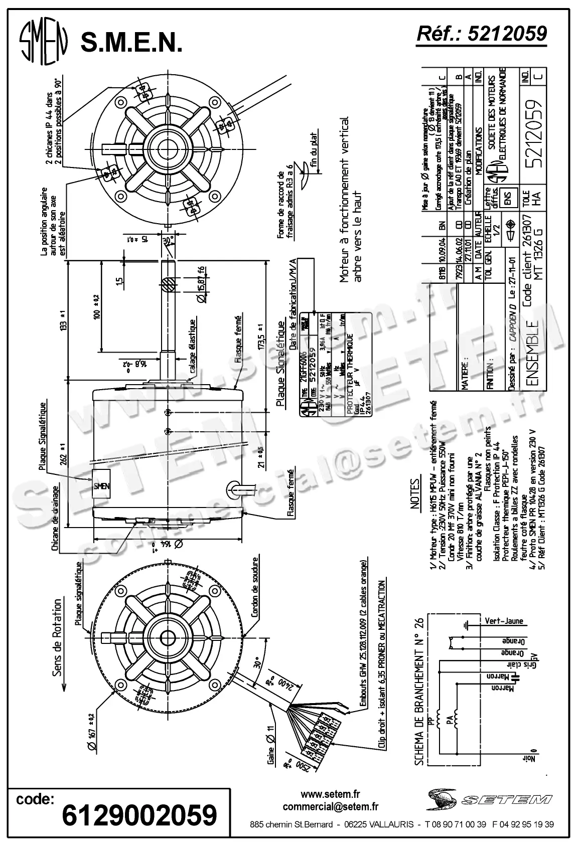 6129002059-MOTEUR SMEN 21GFF6006 "261307" *5212059* 3