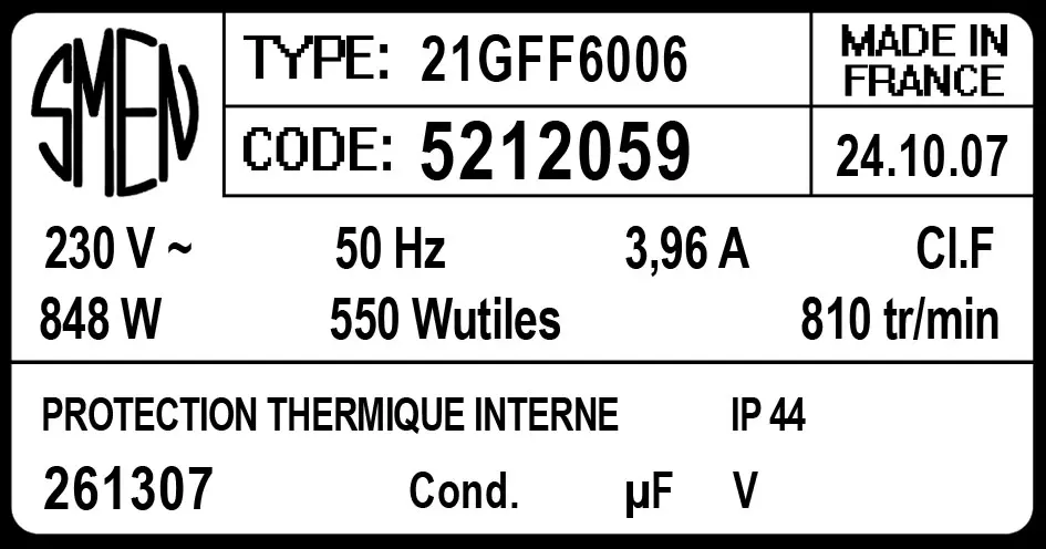 6129002059-MOTEUR SMEN 21GFF6006 "261307" *5212059* 2