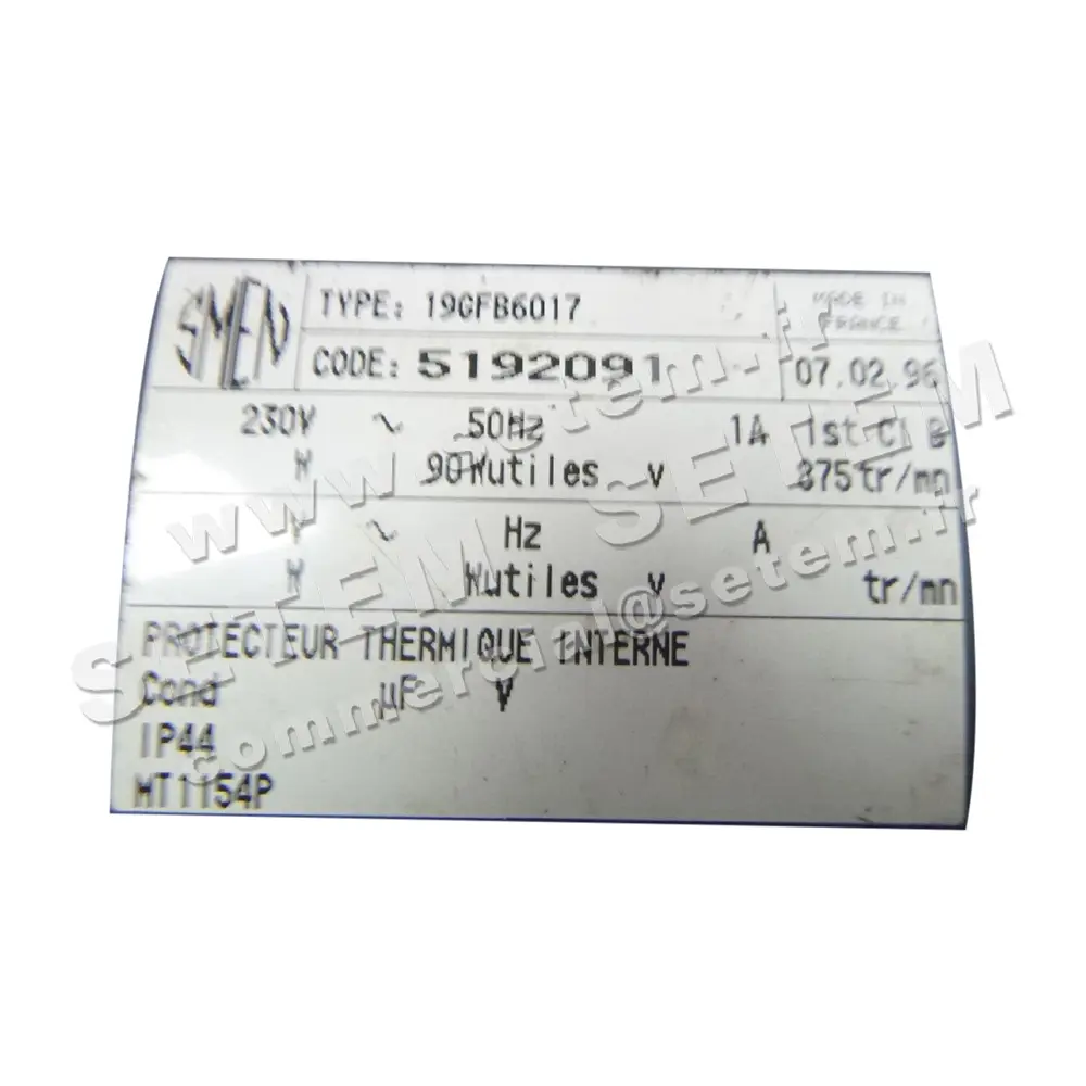 6129002091-MOTEUR SMEN 19GFB6017 "MT1154P" *5192091*