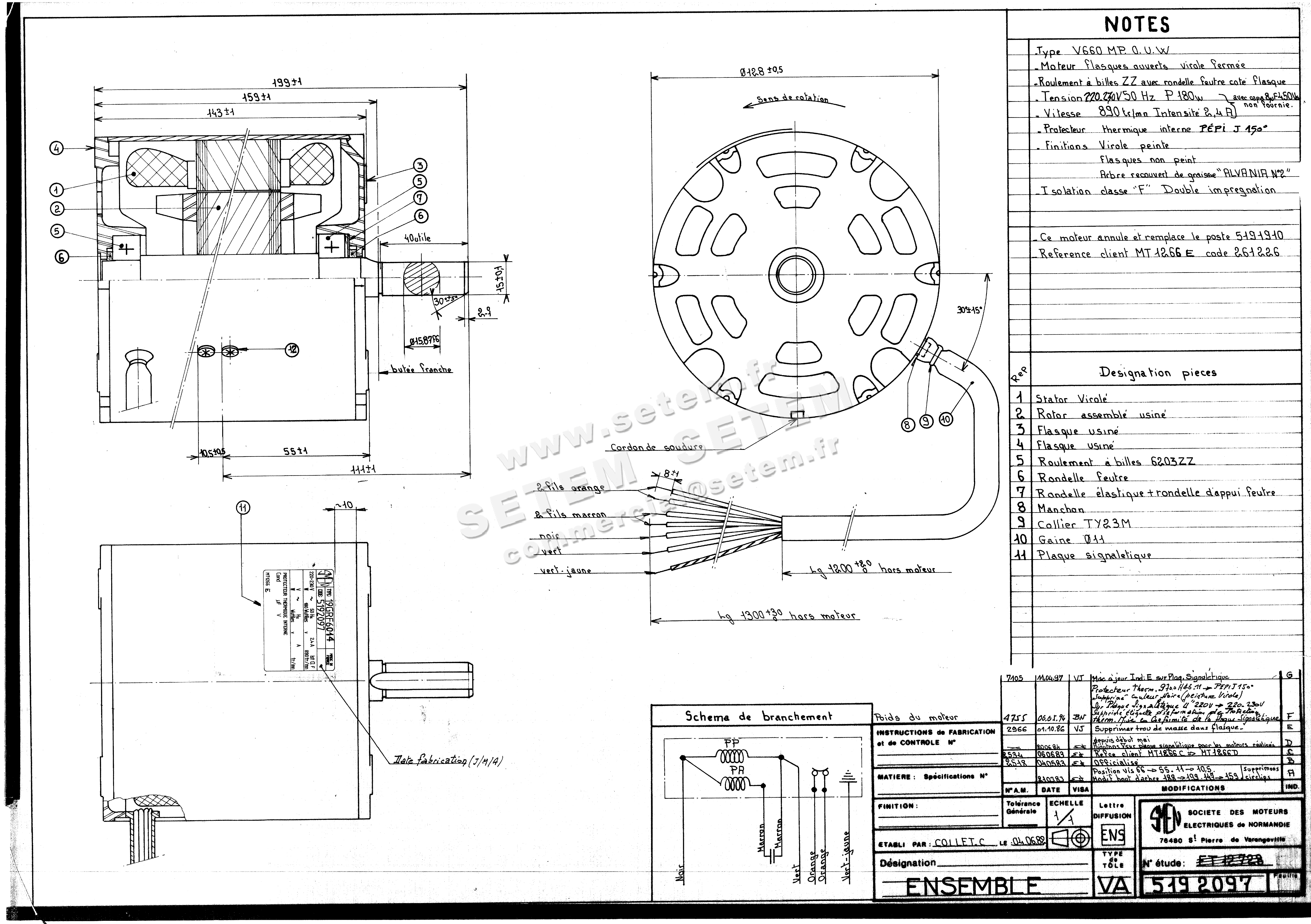 6129002097-MOTEUR SMEN 19GRF6014 "MT1266E" *5192097* 5