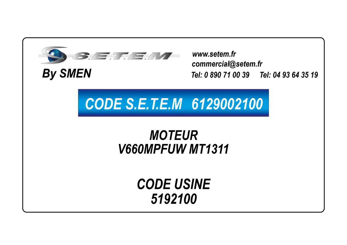 6129002100-MOTEUR SMEN V660MPFUW "MT1311" *5192100*