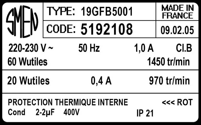 6129002108-MOTEUR SMEN 19GFB5001 *5192108* 2