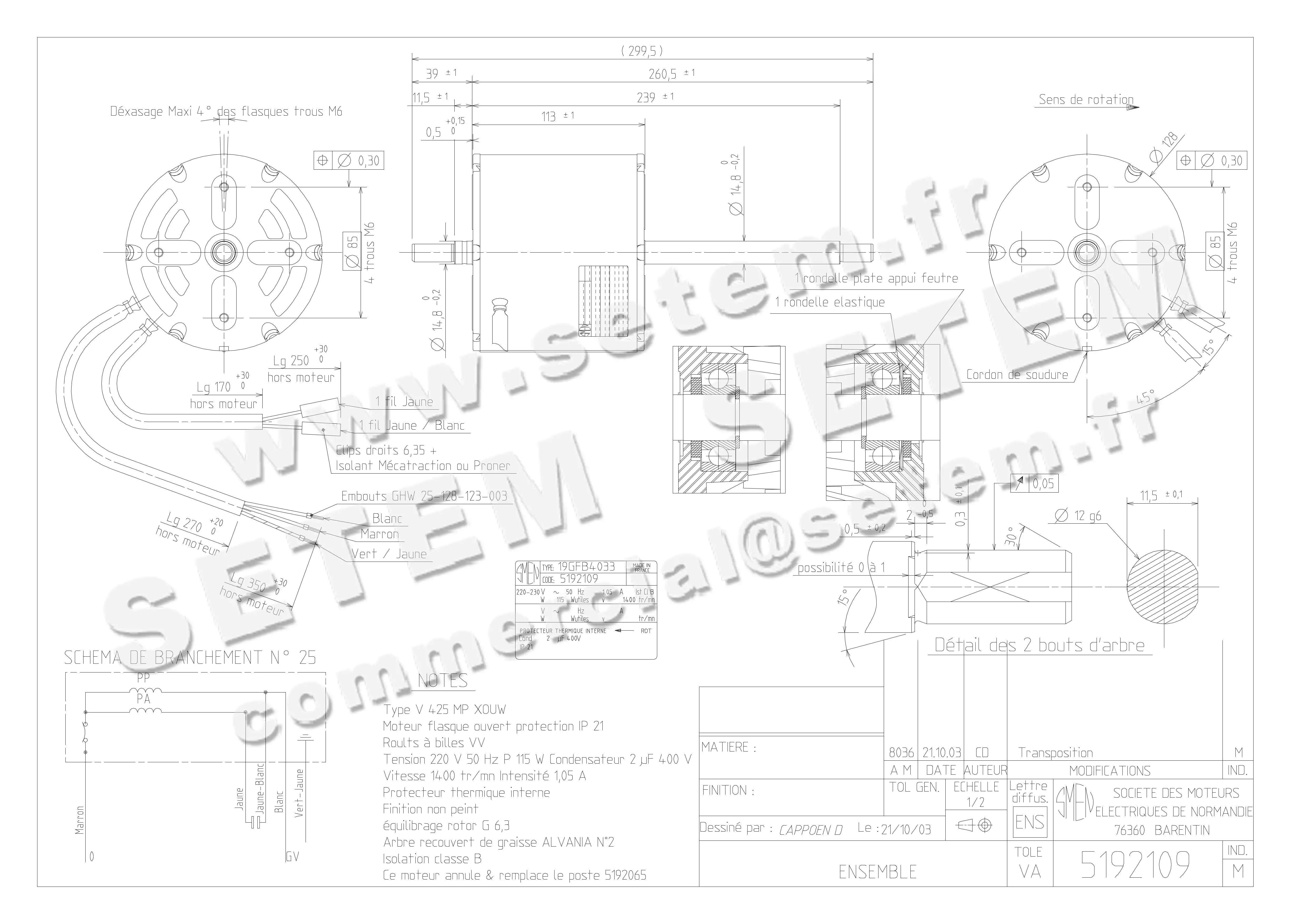 6129002109-MOTEUR SMEN 19GFB4033 *5192109* 4