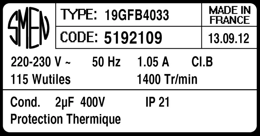 6129002109-MOTEUR SMEN 19GFB4033 *5192109* 2