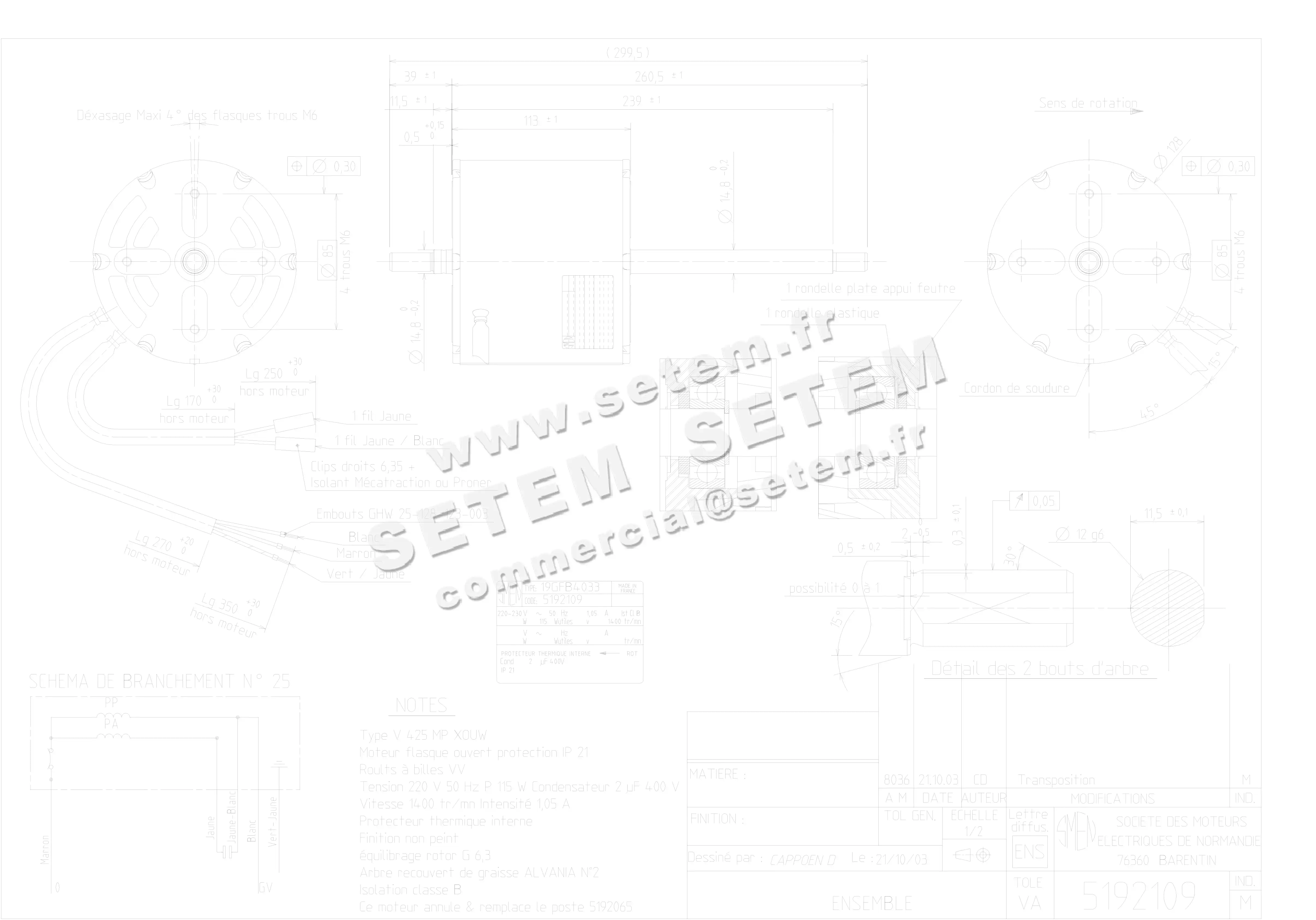6129002109-MOTEUR SMEN 19GFB4033 *5192109* 6