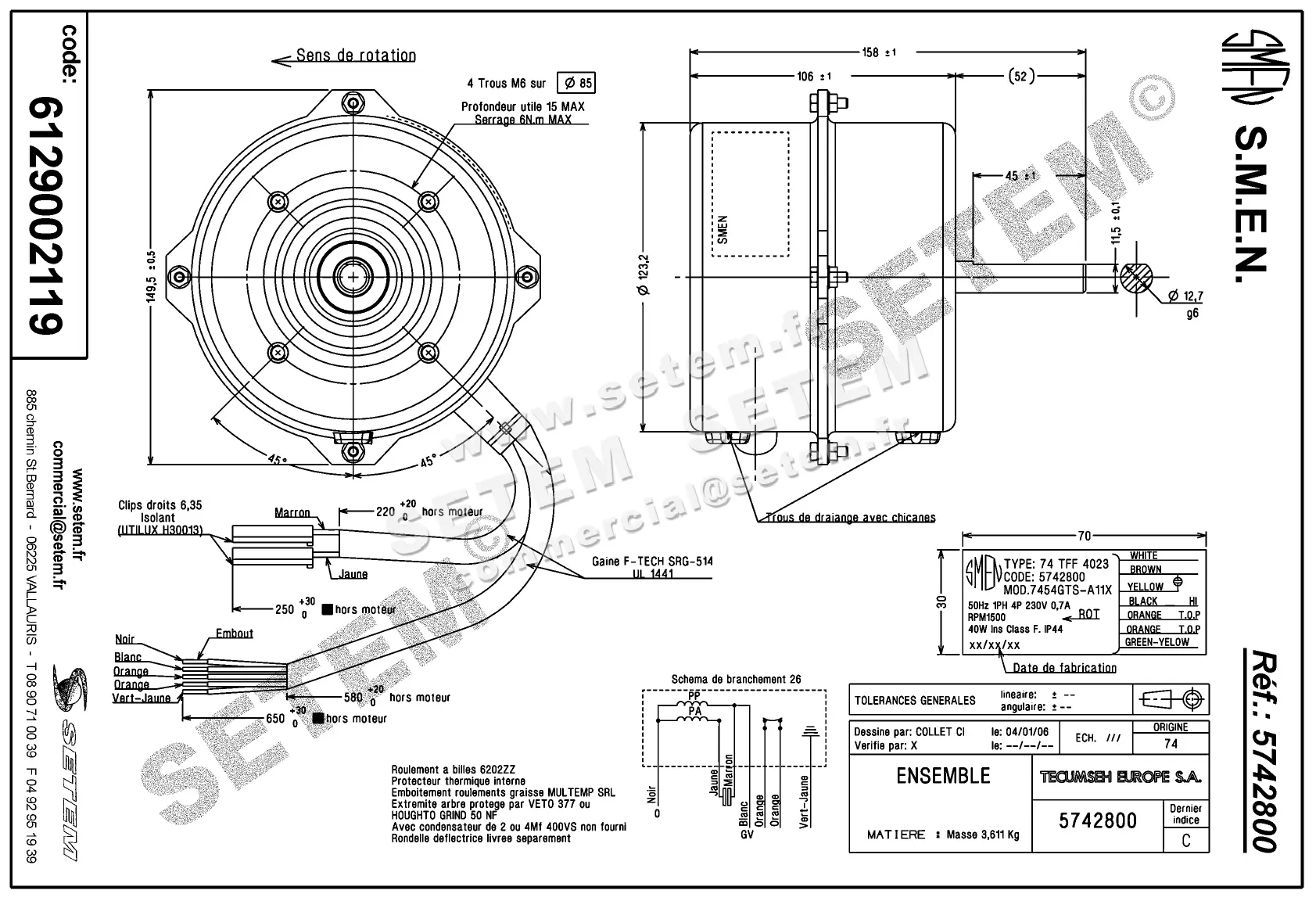 6129002119-MOTEUR SMEN 7454GTS.A11X 74TFF4023 *5742800* 3