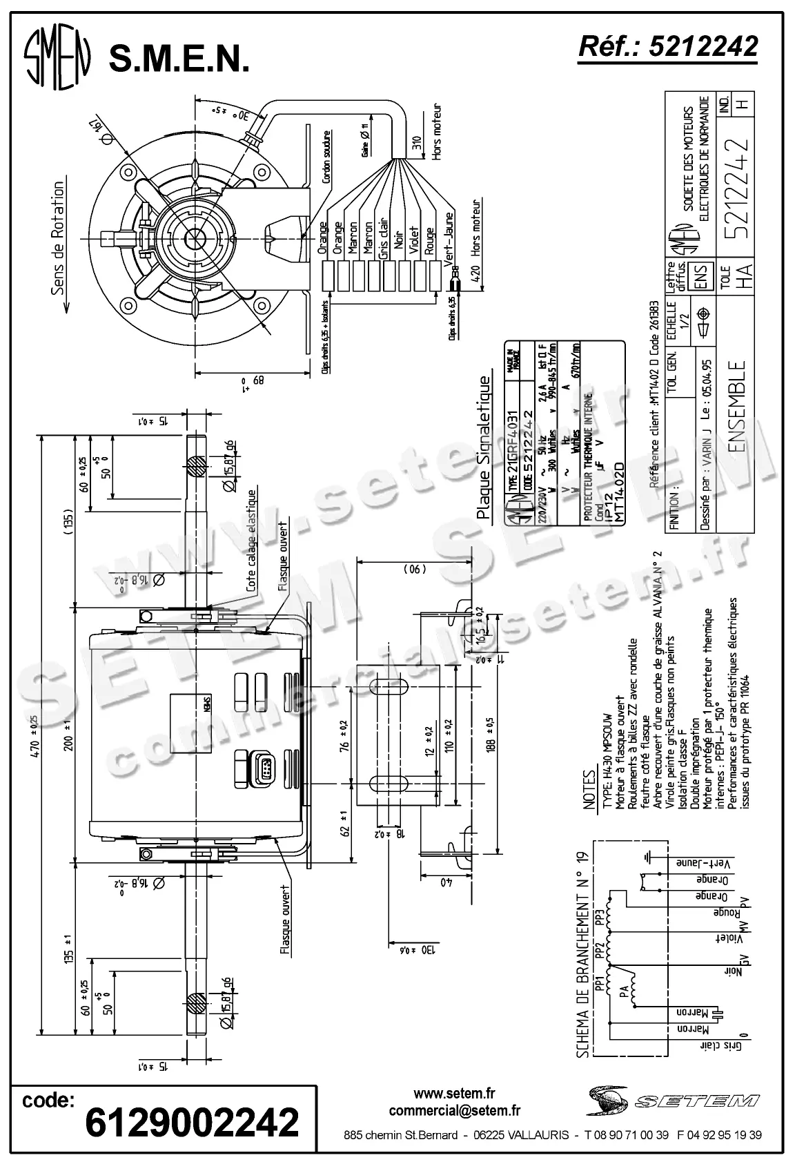 6129002242-MOTEUR SMEN 21GRF4031 "MT1402D" *5212242* 3