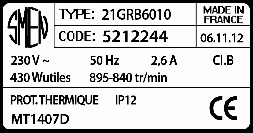 6129002244-MOTEUR SMEN 21GRB6010 "MT1407D" *5212244* 2