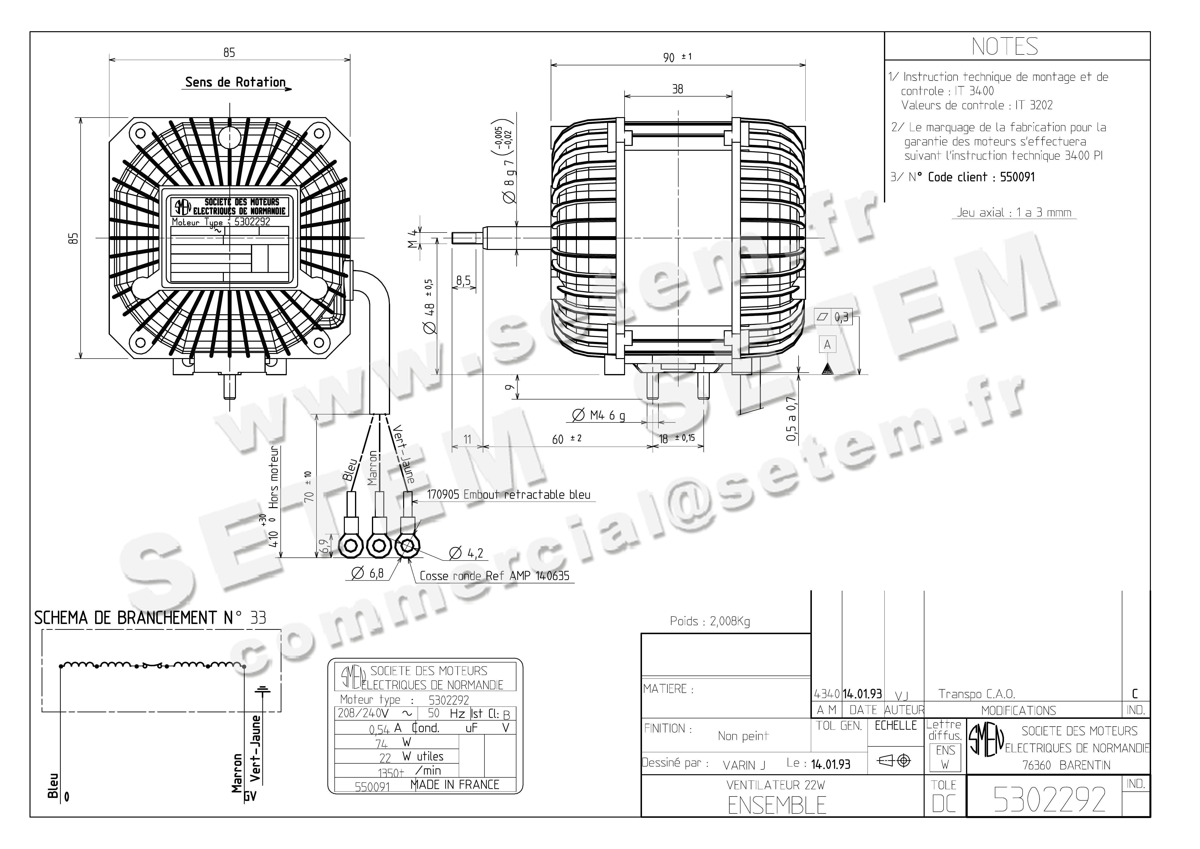 6129002292-MOTEUR SMEN "550091" *5302292*