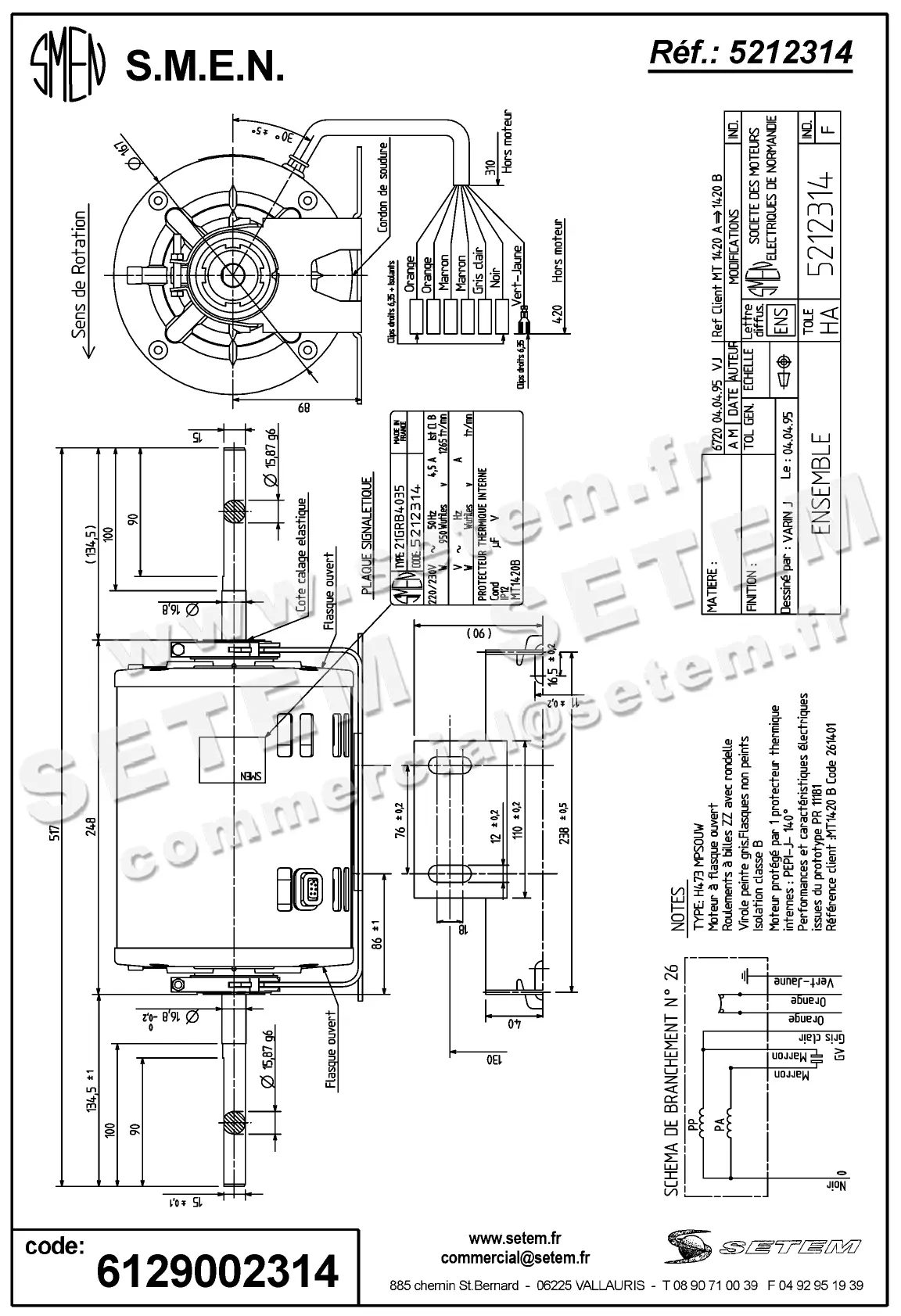6129002314-MOTEUR SMEN 21GRB4035 "MT1420B" *5212314* 3
