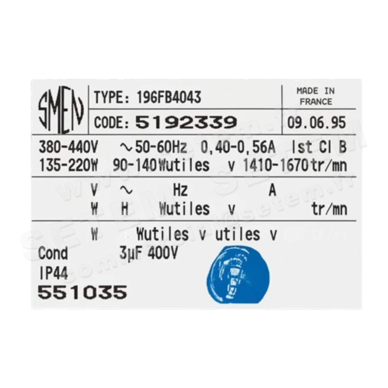 6129002339-MOTEUR SMEN 19GFB4043 "551035" *5192339*