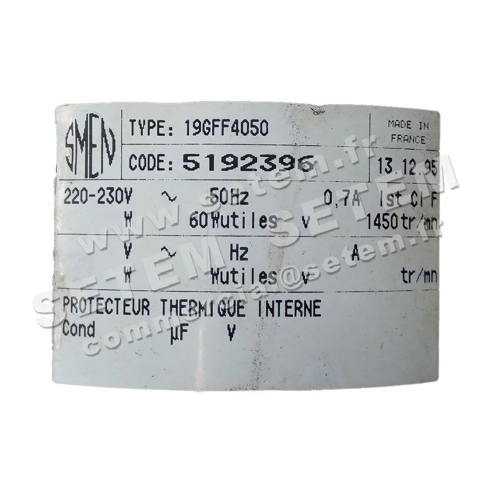 6129002396-MOTEUR SMEN 19GFF4050 *5192396*