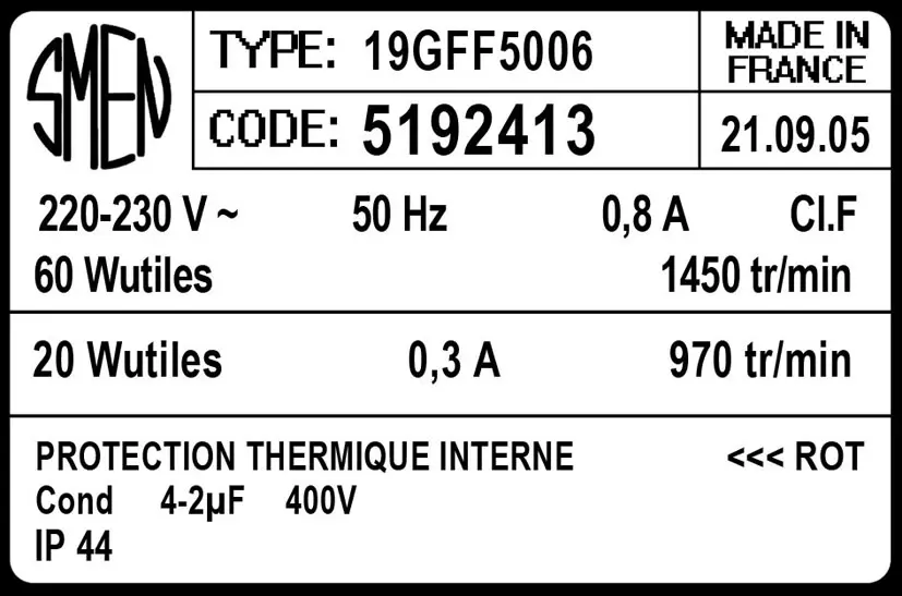 6129002413-MOTEUR SMEN 19GFF5006 *5192413* 2
