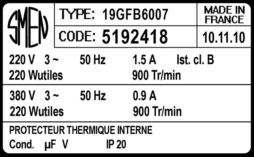 6129002418-MOTEUR SMEN 19GFB6007 *5192418* 2