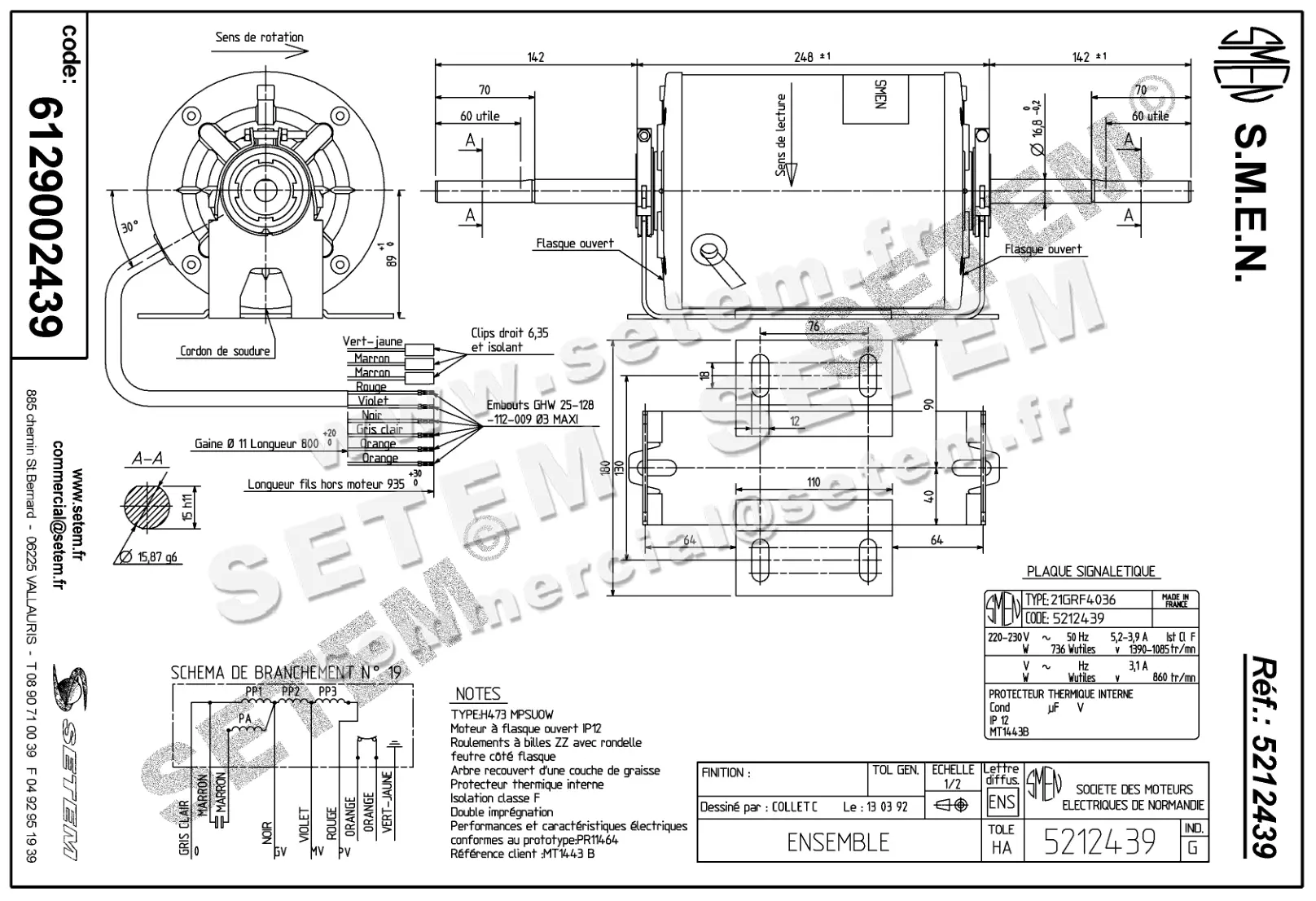6129002439-MOTEUR SMEN 21GRF4036 "MT1443B" *5212439* 6