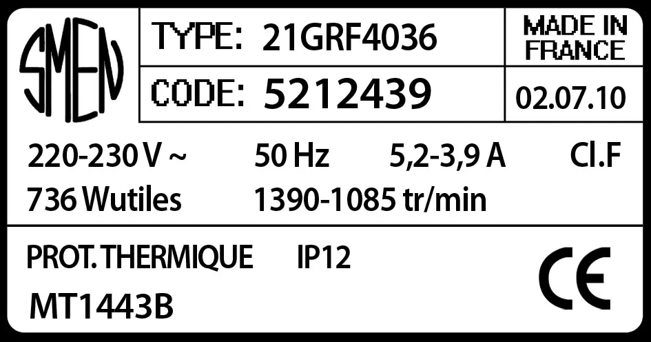 6129002439-MOTEUR SMEN 21GRF4036 "MT1443B" *5212439* 2