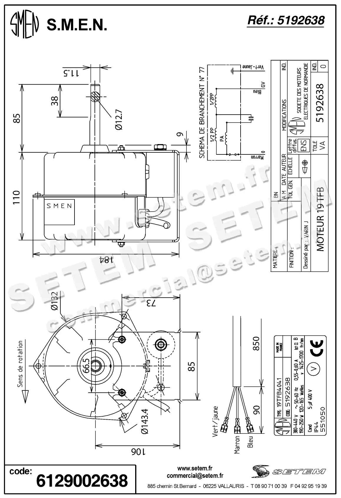6129002638-MOTEUR SMEN 19TFB4041 "551050" *5192638* 3