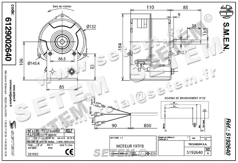 6129002640-MOTEUR SMEN 19TFB4042 "551052" *5192640* 4