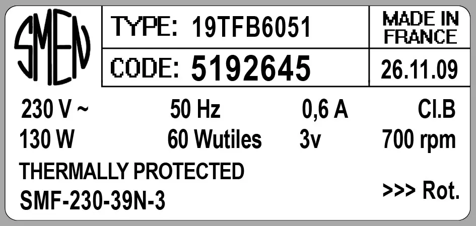 6129002645-MOTEUR SMEN 19TFB6051 *5192645* 2