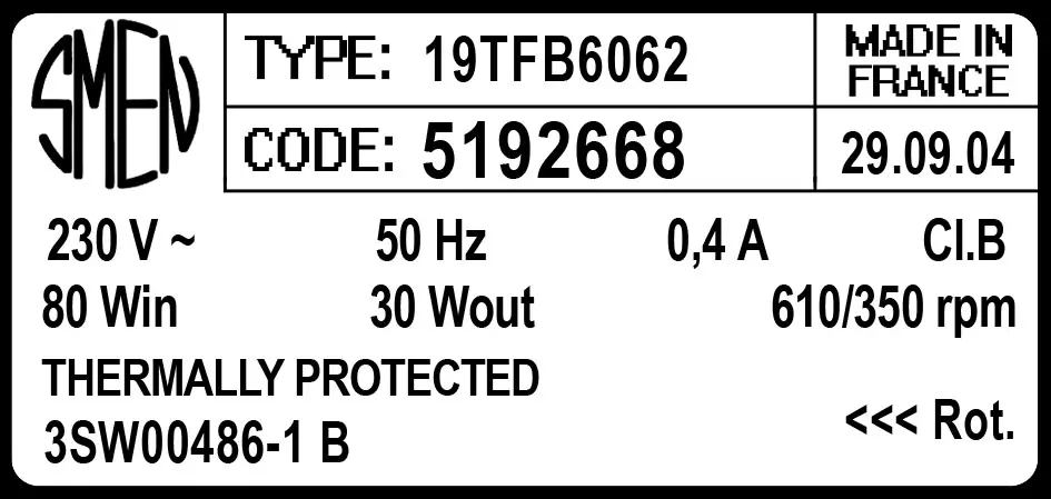 6129002668-MOTEUR SMEN 19TFB6062 *5192668* 2