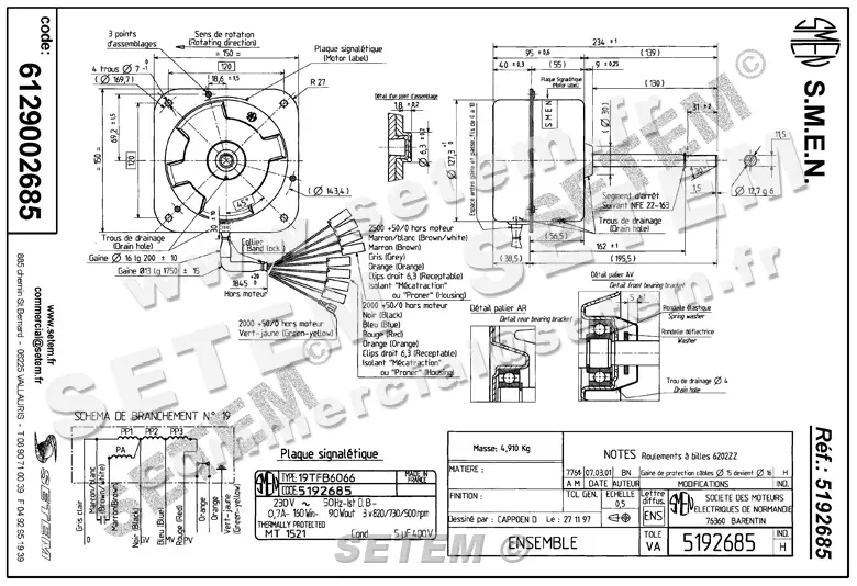6129002685-MOTEUR SMEN 19TFB6066 "MT1521" *5192685* 4