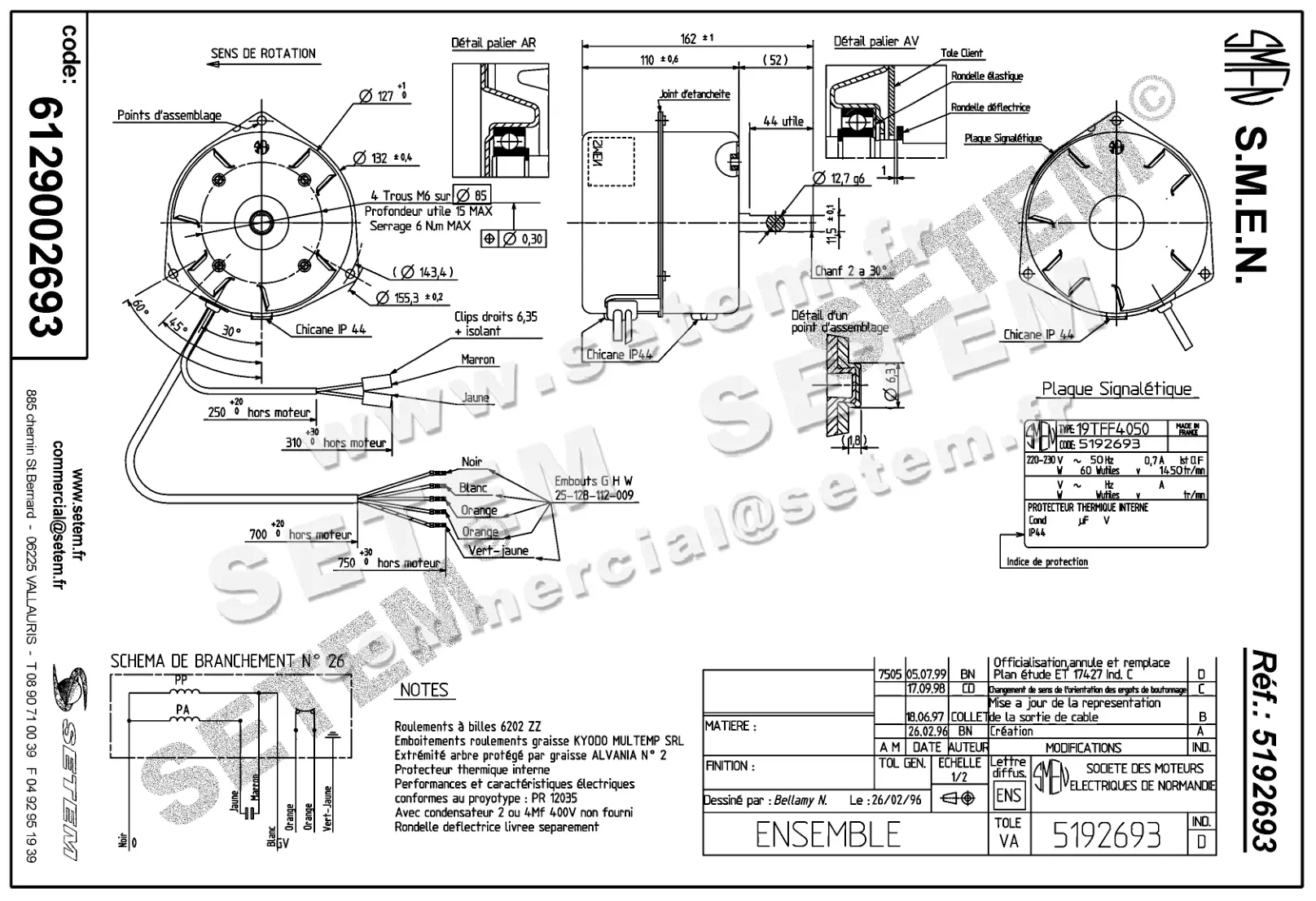 6129002693-MOTEUR SMEN 19TFF4050 *5192693* 3