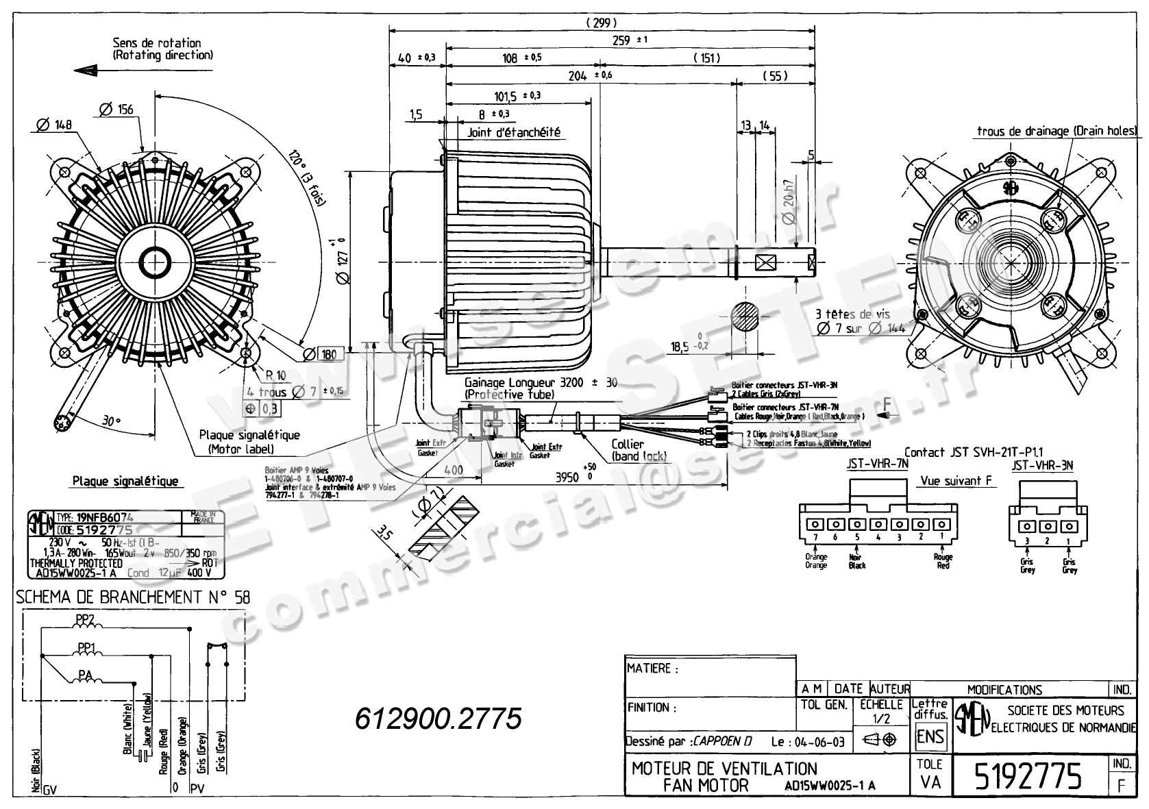 6129002775-MOTEUR SMEN 19NFB6074 "AD15WW0025.1A" *5192775* 2