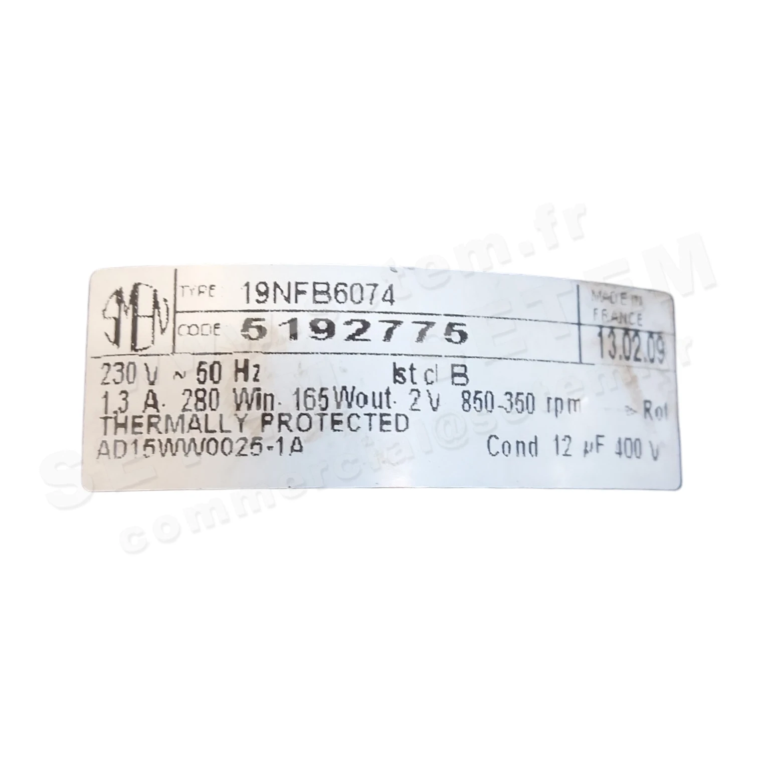 6129002775-MOTEUR SMEN 19NFB6074 "AD15WW0025.1A" *5192775* 3