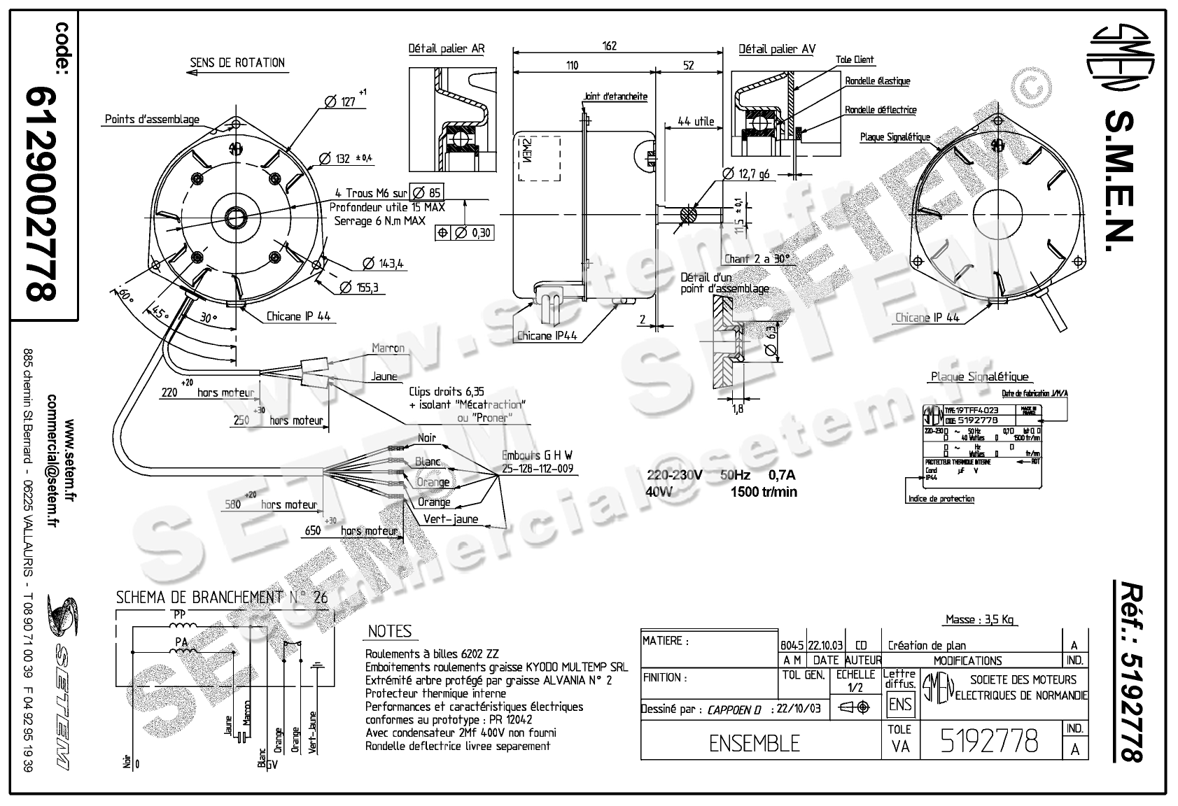 6129002778-MOTEUR SMEN *5192778*