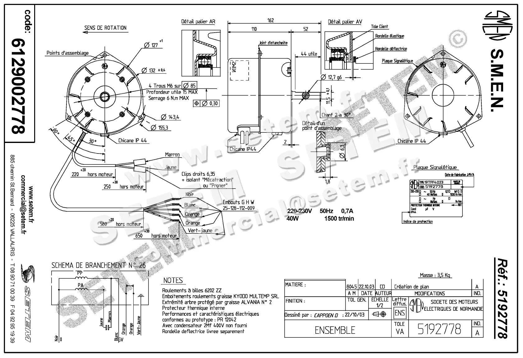 6129002778-MOTEUR SMEN *5192778*