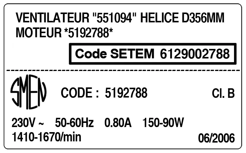 6129002788-VENTILATEUR SMEN 19TFB4104 "551094" *5192788* 2