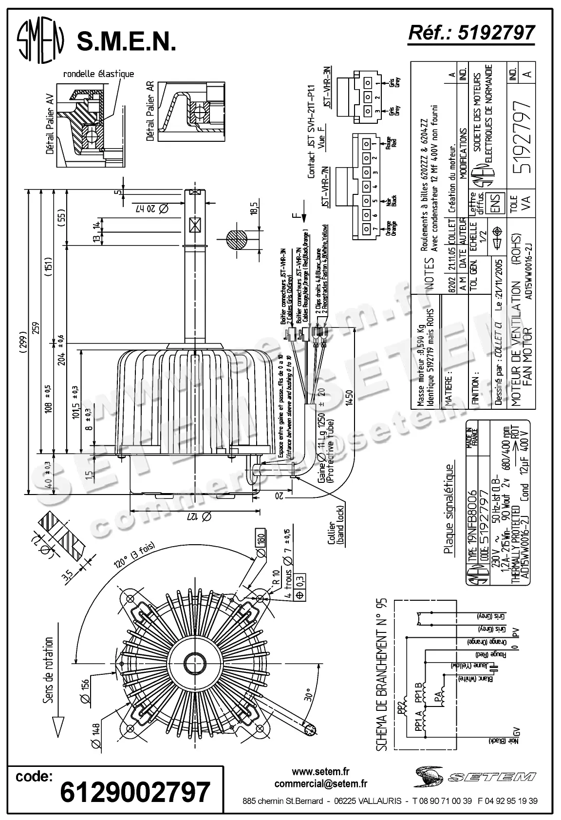 6129002797-MOTEUR SMEN 19NFB8006 "AD15WW0016.2J" *5192797* 2