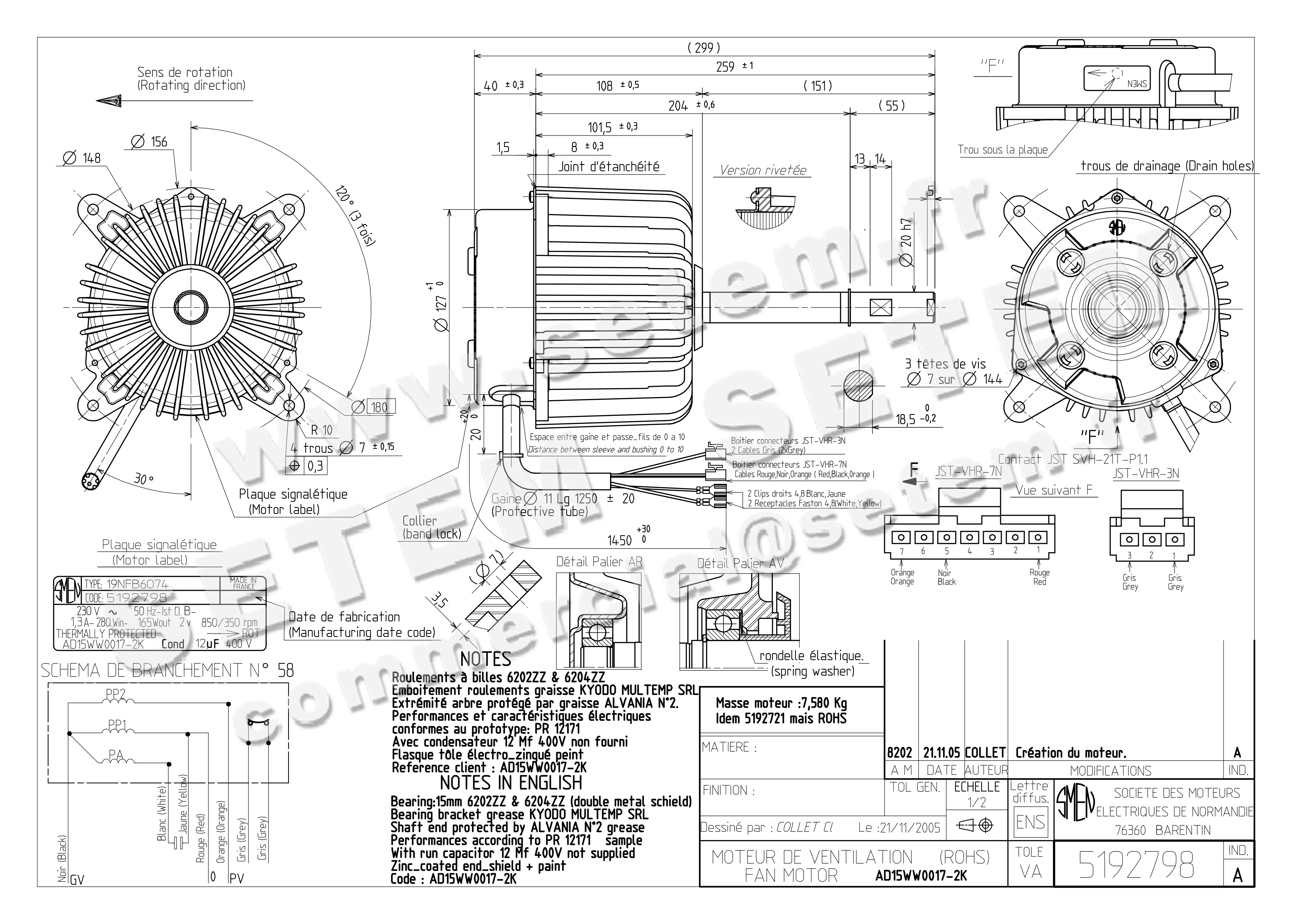 6129002798-MOTEUR SMEN 19NFB6074 "AD15WW0017-2K" *5192798* 2