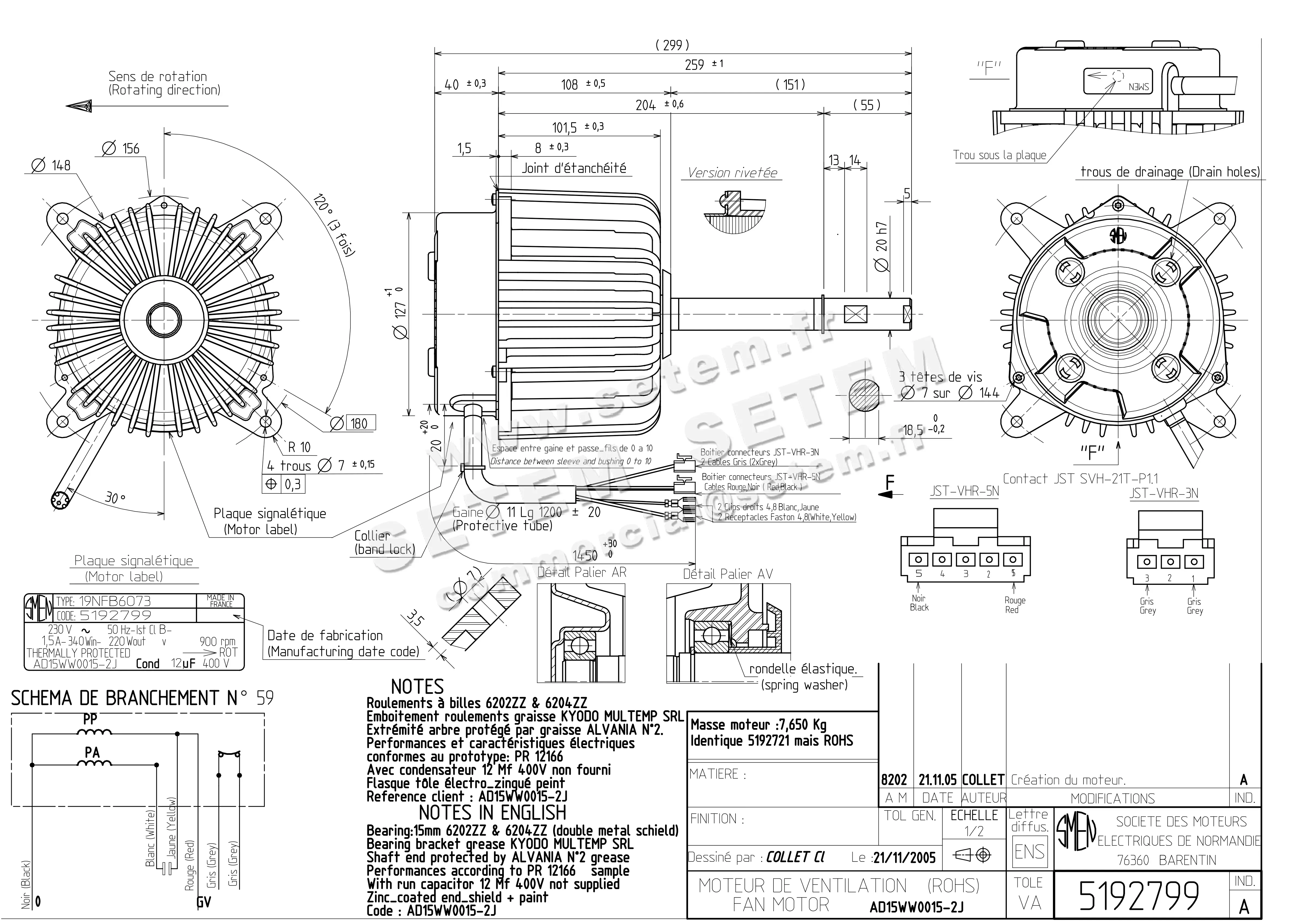 6129002799-MOTEUR SMEN 19NFB6073 "AD15WW0015.2J" *5192799* 4