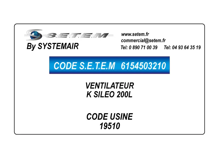 6154503210-VENTILATEUR SYSTEMAIR K SILEO 200L *19510*